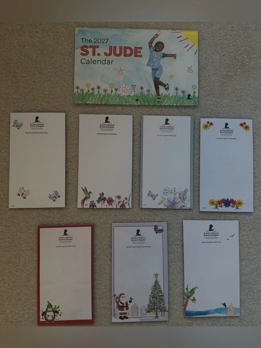 ST JUDES COLLECTIBLE 2027 CALENDAR SEASONAL NOTEPADS TABLET PADS PAPER CHRISTMAS